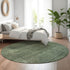 8' Olive Green And Gray Striped Washable Round Rug With UV Protection