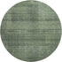 8' Olive Green And Gray Striped Washable Round Rug With UV Protection