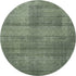 8' Olive Green And Gray Striped Washable Round Rug With UV Protection