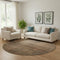 8' Rust And Gray Striped Washable Round Rug With UV Protection