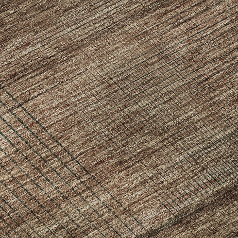 8' Rust And Gray Striped Washable Round Rug With UV Protection