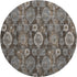 8' Chocolate Beige And Gray Damask Washable Round Rug With UV Protection
