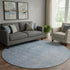 8' Blue And Ivory Ombre Washable Round Rug With UV Protection