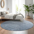 8' Blue And Ivory Ombre Washable Round Rug With UV Protection