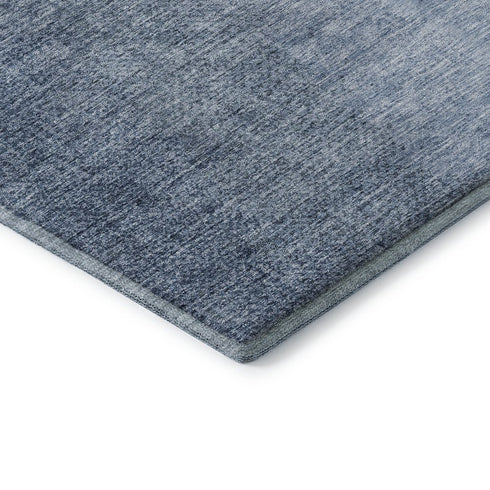 8' Blue And Ivory Ombre Washable Round Rug With UV Protection
