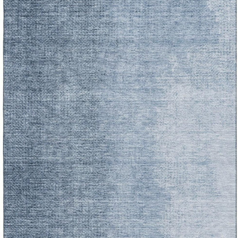 8' X 10' Blue And Ivory Ombre Washable Area Rug With UV Protection