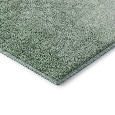 5' X 8' Green And Ivory Ombre Washable Area Rug With UV Protection