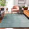8' X 10' Teal And Ivory Ombre Washable Area Rug With UV Protection