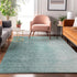 8' X 10' Teal And Ivory Ombre Washable Area Rug With UV Protection