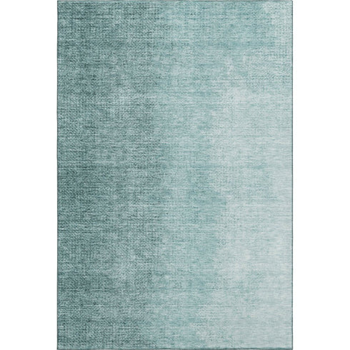 8' X 10' Teal And Ivory Ombre Washable Area Rug With UV Protection