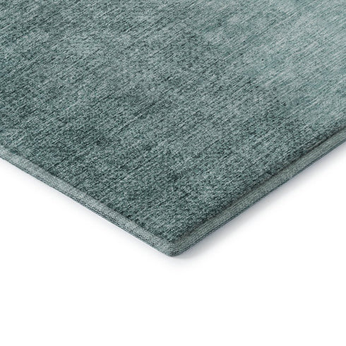 8' X 10' Teal And Ivory Ombre Washable Area Rug With UV Protection