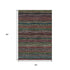 5' X 8' Black Green And Red Striped Washable Area Rug With UV Protection