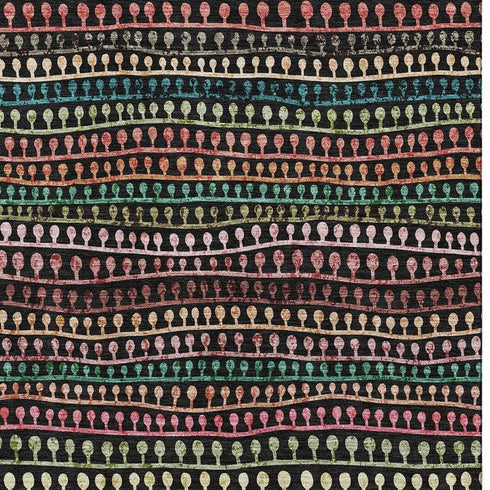 5' X 8' Black Green And Red Striped Washable Area Rug With UV Protection