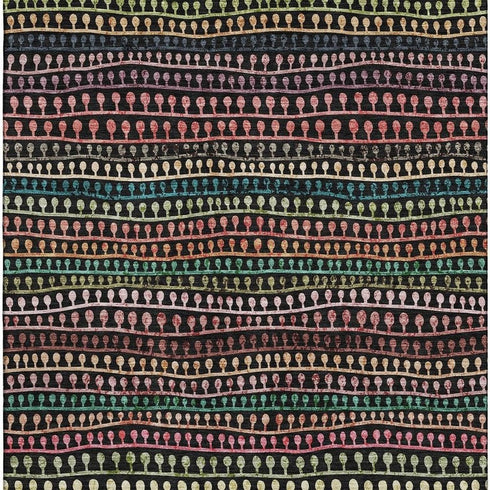 5' X 8' Black Green And Red Striped Washable Area Rug With UV Protection