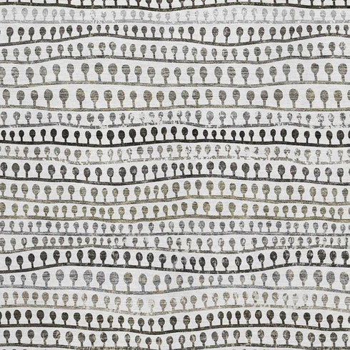 5' X 8' Ivory Brown And Gray Striped Washable Area Rug With UV Protection