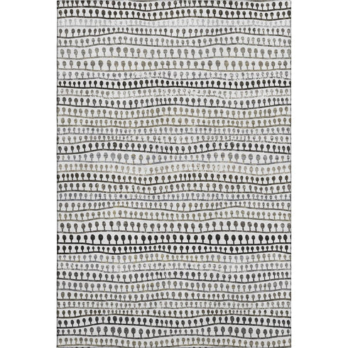 5' X 8' Ivory Brown And Gray Striped Washable Area Rug With UV Protection