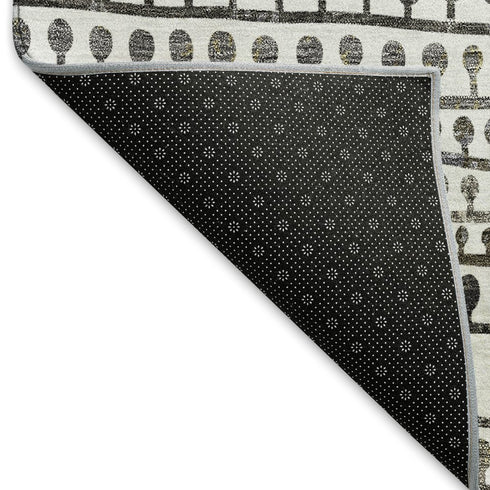 8' X 10' Ivory Brown And Gray Striped Washable Area Rug With UV Protection