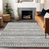8' X 10' Ivory Brown And Gray Striped Washable Area Rug With UV Protection