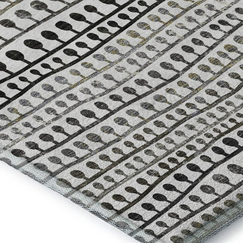 8' X 10' Ivory Brown And Gray Striped Washable Area Rug With UV Protection