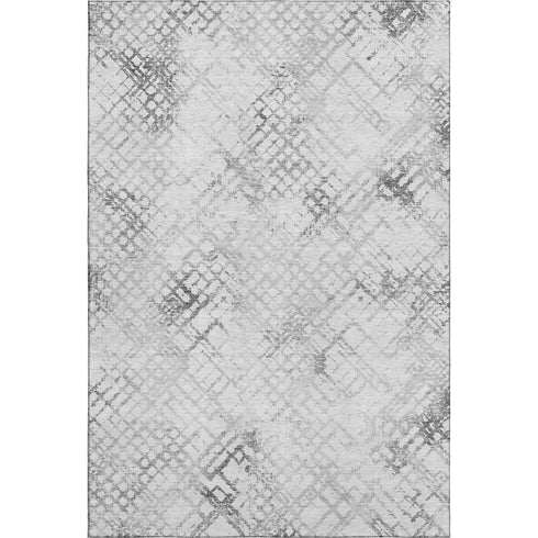 5' X 8' Gray And Silver Abstract Geometric Washable Area Rug With UV Protection