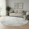 8' Green And Ivory Abstract Geometric Washable Round Rug With UV Protection