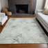 9' X 12' Green And Ivory Abstract Geometric Washable Area Rug With UV Protection