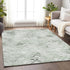 9' X 12' Green And Ivory Abstract Geometric Washable Area Rug With UV Protection
