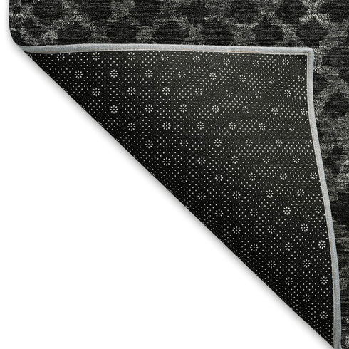 5' X 8' Charcoal And Ivory Abstract Geometric Washable Area Rug With UV Protection