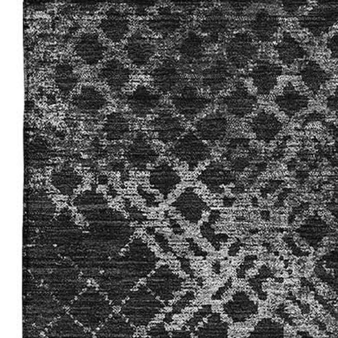 5' X 8' Charcoal And Ivory Abstract Geometric Washable Area Rug With UV Protection