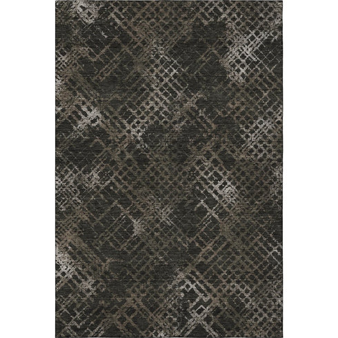 5' X 8' Brown And Ivory Abstract Geometric Washable Area Rug With UV Protection