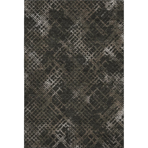 8' X 10' Brown And Ivory Abstract Geometric Washable Area Rug With UV Protection