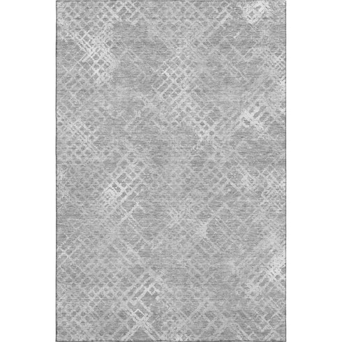 5' X 8' Gray And Silver Abstract Geometric Washable Area Rug With UV Protection