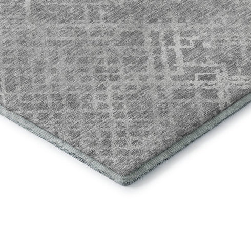 5' X 8' Gray And Silver Abstract Geometric Washable Area Rug With UV Protection