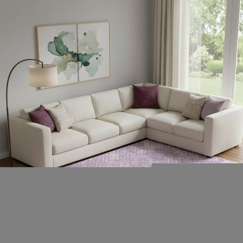 9' X 12' Lavender And Ivory Abstract Geometric Washable Area Rug With UV Protection