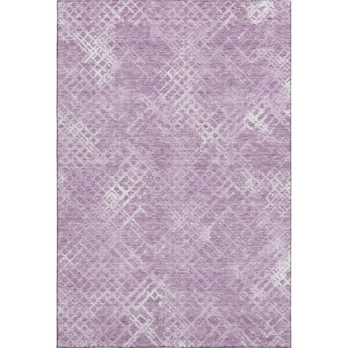 9' X 12' Lavender And Ivory Abstract Geometric Washable Area Rug With UV Protection
