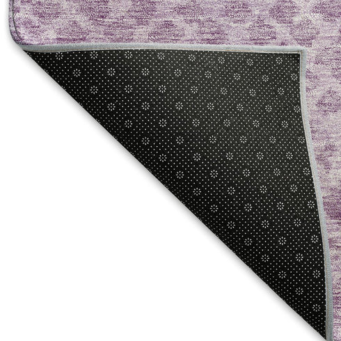 9' X 12' Lavender And Ivory Abstract Geometric Washable Area Rug With UV Protection
