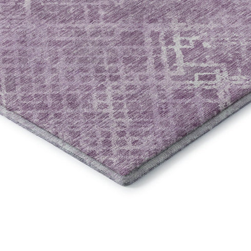 9' X 12' Lavender And Ivory Abstract Geometric Washable Area Rug With UV Protection