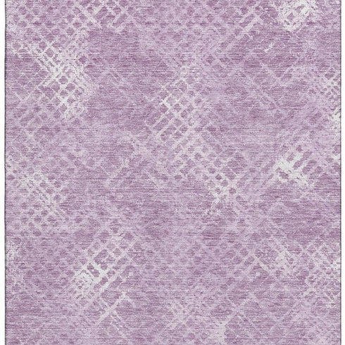9' X 12' Lavender And Ivory Abstract Geometric Washable Area Rug With UV Protection