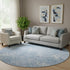 8' Sky Blue And Ivory Abstract Geometric Washable Round Rug With UV Protection