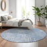 8' Sky Blue And Ivory Abstract Geometric Washable Round Rug With UV Protection
