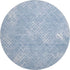 8' Sky Blue And Ivory Abstract Geometric Washable Round Rug With UV Protection
