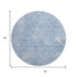 8' Sky Blue And Ivory Abstract Geometric Washable Round Rug With UV Protection