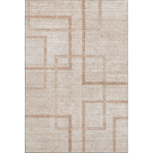 5' X 8' Coral And Rust Geometric Washable Area Rug With UV Protection