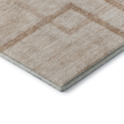 5' X 8' Coral And Rust Geometric Washable Area Rug With UV Protection
