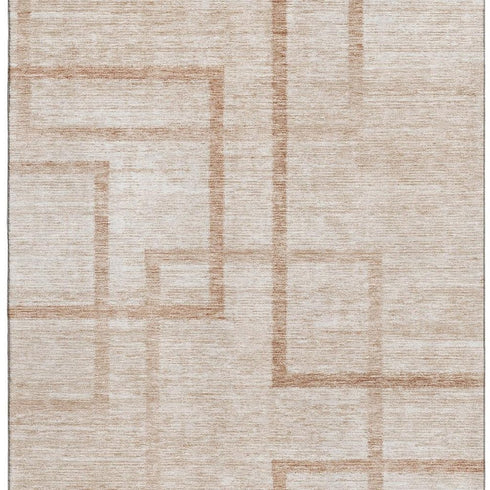 5' X 8' Coral And Rust Geometric Washable Area Rug With UV Protection