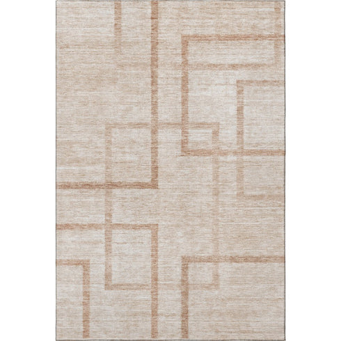 5' X 8' Coral And Rust Geometric Washable Area Rug With UV Protection