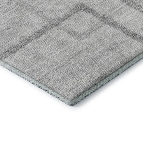 8' X 10' Gray And Silver Geometric Washable Area Rug With UV Protection