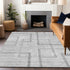 8' X 10' Gray And Silver Geometric Washable Area Rug With UV Protection