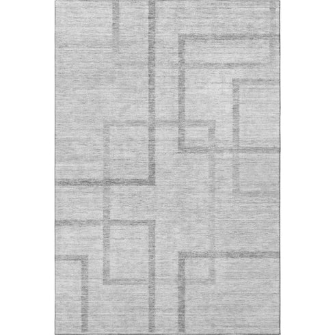 8' X 10' Gray And Silver Geometric Washable Area Rug With UV Protection