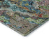 5' X 8' Blue Orange And Green Abstract Washable Area Rug With UV Protection